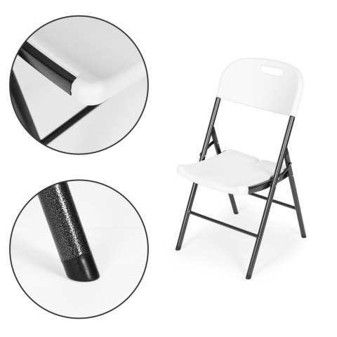 KOMPLET 2 KRZESEŁ SKŁADANYCH ZESTAW CATERINGOWY METAL HDPE BIAŁE MODERNHOME