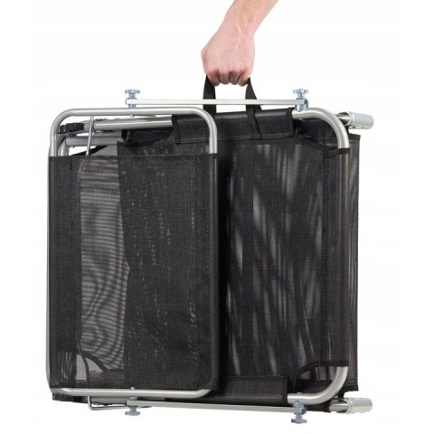 LEŻAK LEŻANKA FOTEL OGRODOWY Z DASZKIEM REGULOWANY CZARNY MULTIGARDEN