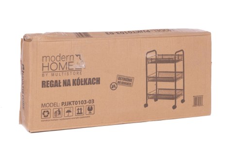 METALOWY REGAŁ MOBLINY ŁAZIENKOWY Z 3 PÓŁKAMI KÓŁKA CZARNY MODERNHOME