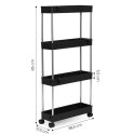 PLASTIKOWY REGAŁ ŁAZIENKOWY Z 4 PÓŁKAMI KÓŁKA CZARNY MODERNHOME