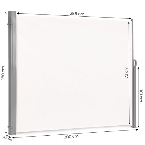 SKŁADANA MARKIZA 300X180 CM BOCZNA ROLETA PARAWAN DO OGRODU NA TARAS BEŻOWA MULTIGARDEN