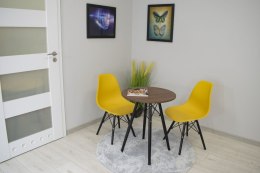 STOLIK KAWOWY TODI NOWOCZESNY SKANDYNAWSKI BRĄZOWY OKRĄGŁY BLAT 60CM