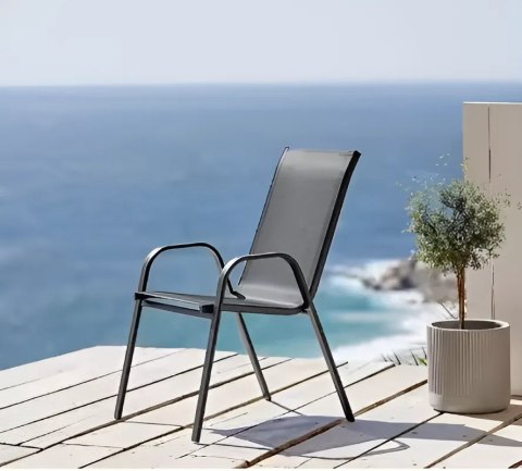 ZESTAW KOMPLET 2 KRZESEŁ OGRODOWYCH NA TARAS BALKON SZARE MULTIGARDEN