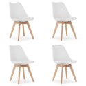 ZESTAW KOMPLET KRZESEŁ MARK BIAŁE DREWNIANE NOGI 4SZT