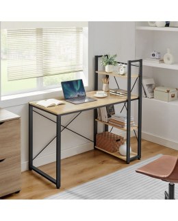 BIURKO KOMPUTEROWE REGAŁ Z PÓŁKAMI REGULOWANE NÓŻKI DĄB SONOMA