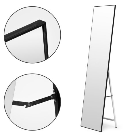 DUŻE LUSTRO STOJĄCE 159 CM ALUMINIUM CZARNA RAMA MODERNHOME