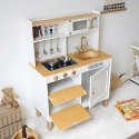 KUCHNIA DLA DZIECI Z DŹWIĘKAMI I LED DREWNIANA DUŻA OTWIERANE SZAFKI 7 AKCESORIÓW ECOTOYS