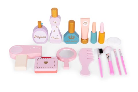 TOALETKA DZIECIĘCA DREWNIANA DUŻA Z LUSTREM DLA DZIEWCZYNKI RÓŻOWE DODATKI ECOTOYS