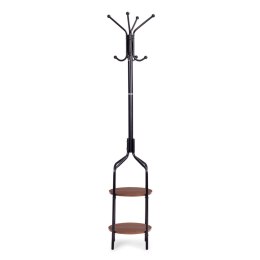 WIESZAK STOJĄCY Z PÓŁKAMI 8 HACZYKÓW 180 CM METAL CZARNY MODERNHOME