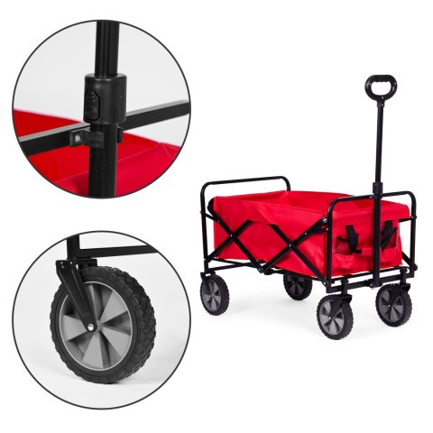 WÓZEK TRANSPORTOWY SKŁADANY DUŻY WÓZEK OGRODOWY PLAŻOWY CZERWONY 47X105 CM MULTIGARDEN