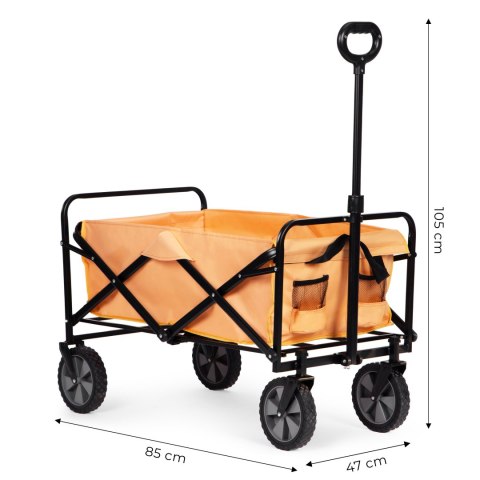WÓZEK TRANSPORTOWY SKŁADANY DUŻY WÓZEK OGRODOWY PLAŻOWY POMARAŃCZOWY 47X105 CM MULTIGARDEN