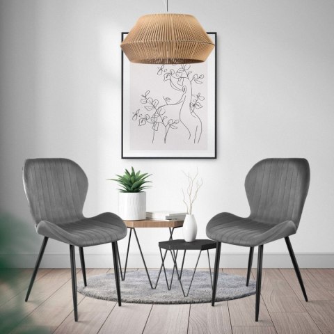 ZESTAW 4 KRZESEŁ DO SALONU JADALNI NOWOCZESNE KRZESŁO SZARY WELUR MODERNHOME