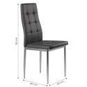 ZESTAW 4 KRZESEŁ DO SALONU JADALNI PROSTE PIKOWANE KRZESŁO CHROMOWANE NOGI SZARA EKOSKÓRA