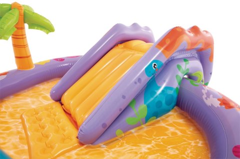 BASEN DMUCHANY DLA DZIECI WODNY PLAC ZABAW 201X157X69 CM ZJEŻDŻALNIA FONTANNA DINOZAUR INTEX 56139