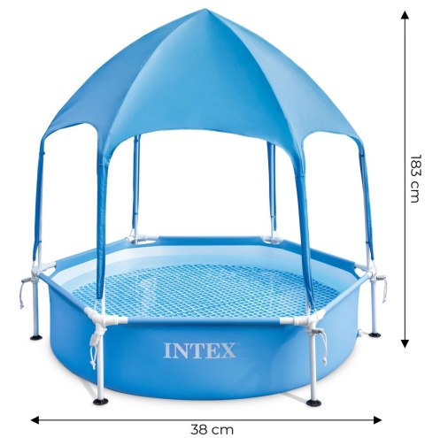 BASEN STELAŻOWY OKRĄGŁY BRODZIK Z DASZKIEM DLA DZIECI 183X38 CM INTEX 28209