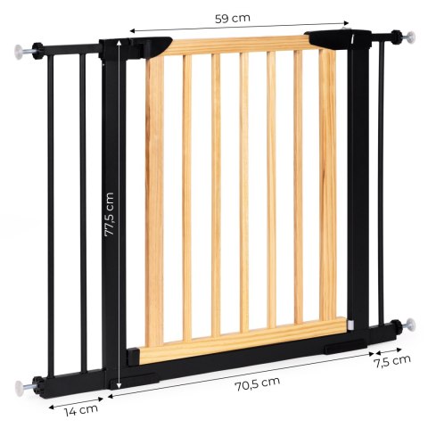 BRAMKA BARIERKA ZABEZPIECZAJĄCA 74-100 CM NA SCHODY I DRZWI METAL DREWNO DODATKOWE PANELE