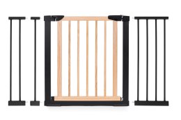 BRAMKA BARIERKA ZABEZPIECZAJĄCA 74-130 CM NA SCHODY I DRZWI METAL DREWNO DODATKOWE PANELE