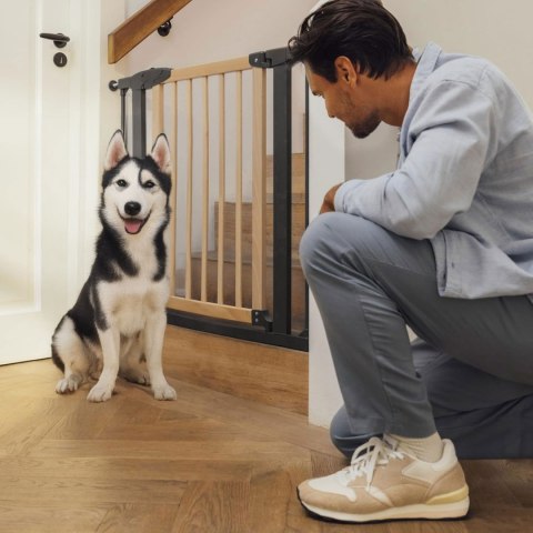 BRAMKA BARIERKA ZABEZPIECZAJĄCA 74-80 CM NA SCHODY I DRZWI METAL DREWNO ECOTOYS