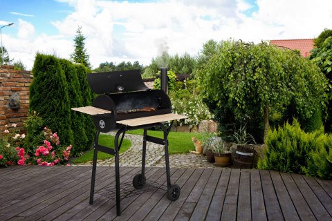 DUŻY GRILL OGRODOWY Z TERMOMETREM KOMIN 3 PÓŁKI KOŁA MULTIGARDEN