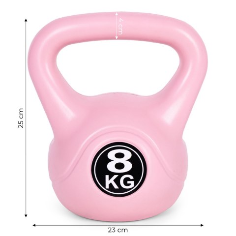 KETTLEBELL KETTLE 8 KG DO ĆWICZEŃ HANTLA KULA ODWAŻNIK OBCIĄŻENIE CIĘŻAR FITNESS RÓŻOWY MODERNHOME