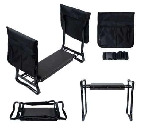 KLĘCZNIK STOŁEK SKŁADANY DO PRACY W OGRODZIE PAS NARZĘDZIOWY 2 PRZYBORNIKI