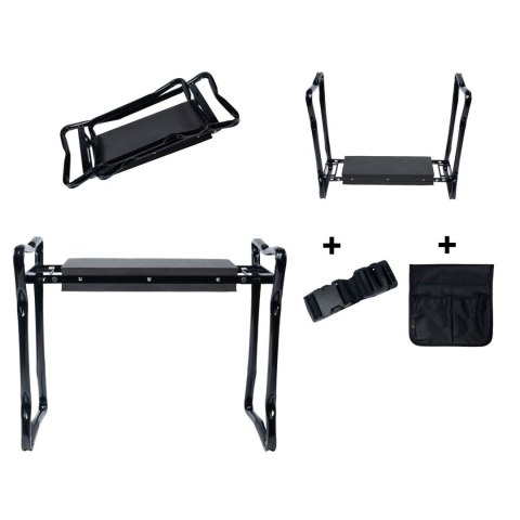 KLĘCZNIK STOŁEK SKŁADANY DO PRACY W OGRODZIE PAS NARZĘDZIOWY 2 PRZYBORNIKI