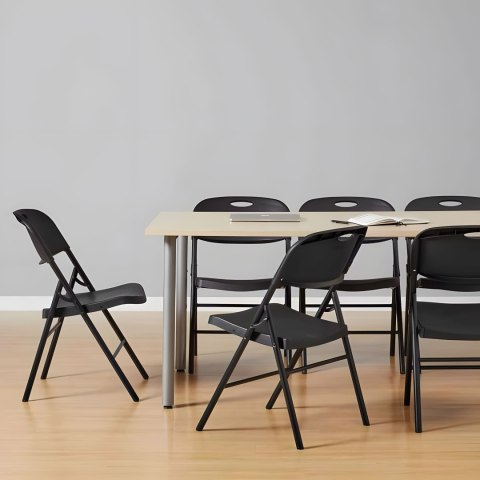 KOMPLET 2 KRZESEŁ SKŁADANYCH ZESTAW CATERINGOWY METAL HDPE CZARNE MODERNHOME