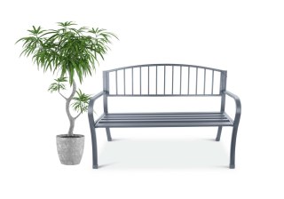 ŁAWKA OGRODOWA Z OPARCIEM PARKOWA NA TARAS BALKON METALOWA KONSTRUKCJA GRAFITOWA