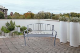 ŁAWKA OGRODOWA Z OPARCIEM PARKOWA NA TARAS BALKON METALOWA KONSTRUKCJA GRAFITOWA