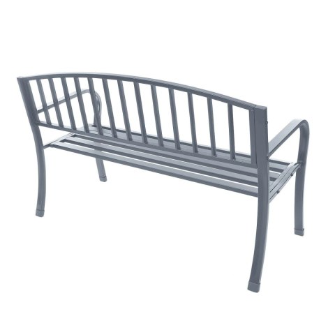 ŁAWKA OGRODOWA Z OPARCIEM PARKOWA NA TARAS BALKON METALOWA KONSTRUKCJA GRAFITOWA