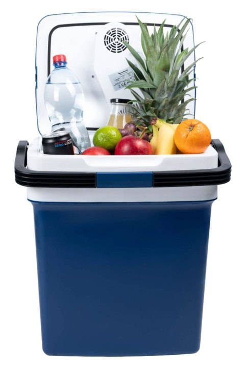 LODÓWKA TURYSTYCZNA PRZENOŚNA SAMOCHODOWA 29L 220-240V DC12V FUNKCJA GRZANIA WKŁAD GRATIS NIEBIESKA