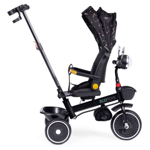 ROWEREK TRÓJKOŁOWY DLA DZIECI SPACERÓWKA OBRACANE SIEDZISKO PCHACZ CZARNY ECOTOYS