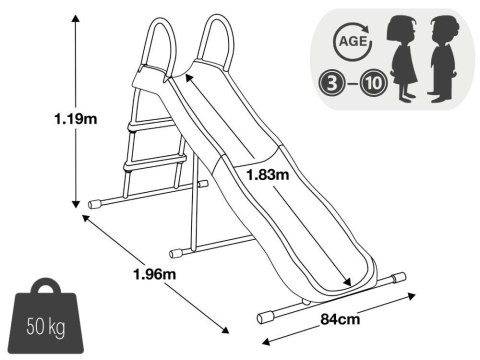 ZJEŻDŻALNIA DLA DZIECI OGRODOWA ŚLIZG 183 CM STAL TWORZYWO INTEX 44106