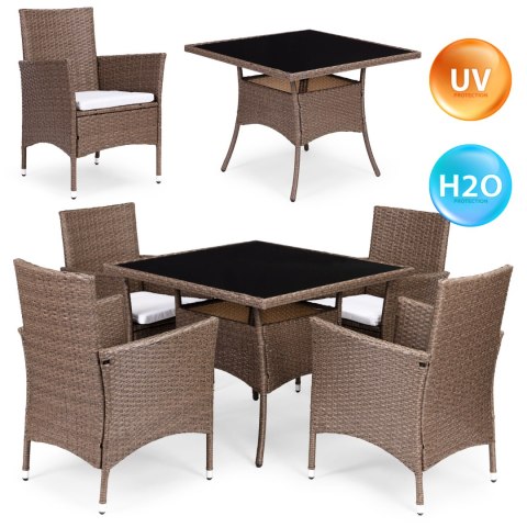 KOMPLET MEBLI OGRODOWYCH Z TECHNORATTANU 4 KRZESŁA + STÓŁ MULTIGARDEN