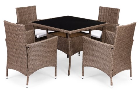 KOMPLET MEBLI OGRODOWYCH Z TECHNORATTANU 4 KRZESŁA + STÓŁ MULTIGARDEN