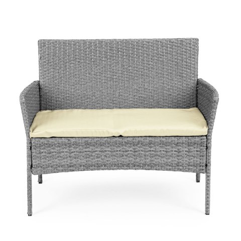 KOMPLET MEBLI OGRODOWYCH Z TECHNORATTANU ŁAWKA STOLIK KRZESŁA SZARY MULTIGARDEN