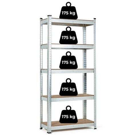REGAŁ MAGAZYNOWY 180X90X30 CM STAL GALWANIZOWANA 5 PÓŁEK 875 KG MODERNHOME
