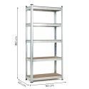REGAŁ MAGAZYNOWY 180X90X40 CM STAL GALWANIZOWANA 5 PÓŁEK 875 KG MODERNHOME