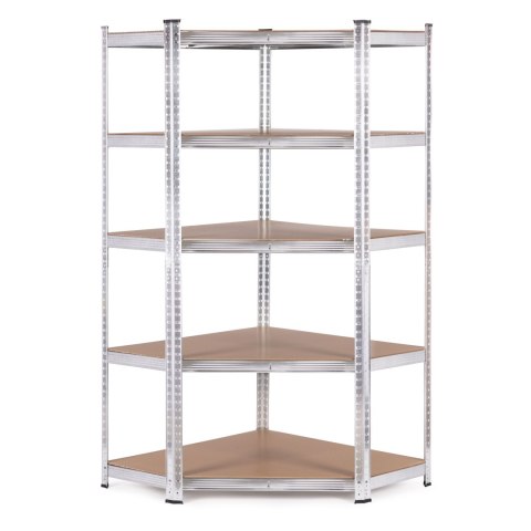 REGAŁ MAGAZYNOWY NAROŻNY 180X90X40 CM STAL GALWANIZOWANA 5 PÓŁEK 875 KG MODERNHOME