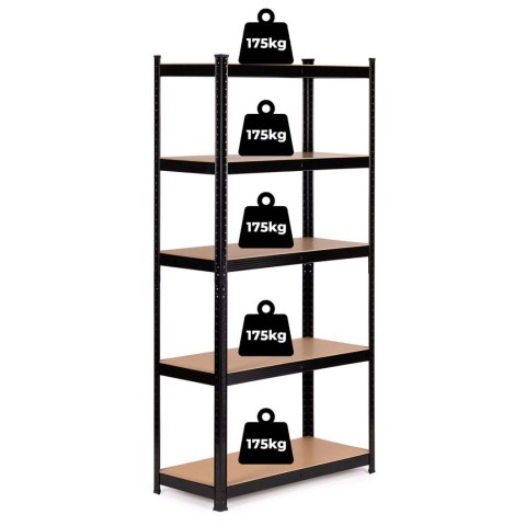 REGAŁ METALOWY MAGAZYNOWY 180X90X30 CM DO GARAŻU PIWNICY 5 PÓŁEK 875 KG MODERNHOME