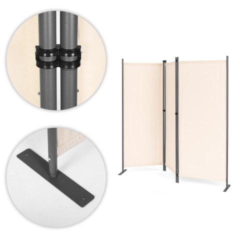 SKŁADANY PARAWAN OGRODOWY POKOJOWY 3-PANELOWY 167X164 CM BEŻOWY MULTIGARDEN