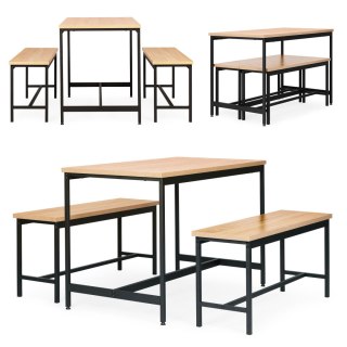 ZESTAW LOFTOWYCH MEBLI DO JADALNI KUCHNI STOLIK 2 ŁAWKI MODERNHOME