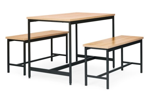 ZESTAW LOFTOWYCH MEBLI DO JADALNI KUCHNI STOLIK 2 ŁAWKI MODERNHOME