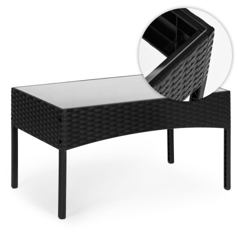 ZESTAW MEBLI OGRODOWYCH STÓŁ ŁAWKA FOTELE CZARNY MULTIGARDEN