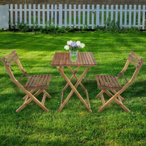 ZESTAW MEBLI OGRODOWYCH Z DREWNA AKACJOWEGO - STOLIK I 2 KRZESŁA